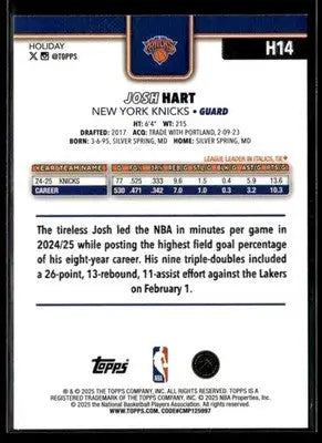 2025-26 Topps Holiday #H14 Josh Hart - Basketball Card Single