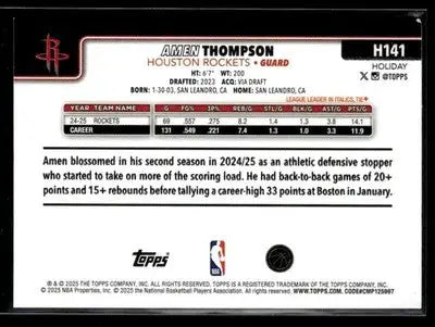 2025-26 Topps Holiday #H141 Amen Thompson - Basketball Card Single