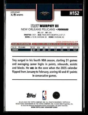 2025-26 Topps Holiday #H152 Trey Murphy III - Basketball Card Single