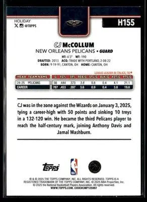 2025-26 Topps Holiday #H155 CJ McCollum - Basketball Card Single
