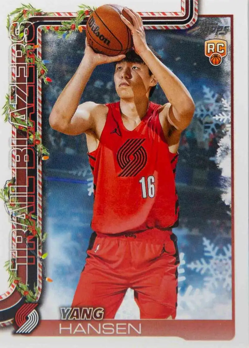 2025-26 Topps Holiday #H176 Yang Hansen NM-MT RC Rookie Blazers ID:81004 - Basketball Card Single
