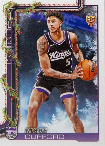 2025-26 Topps Holiday #H184 Nique Clifford NM-MT RC Rookie Sac Kings ID:81008 - Basketball Card Single