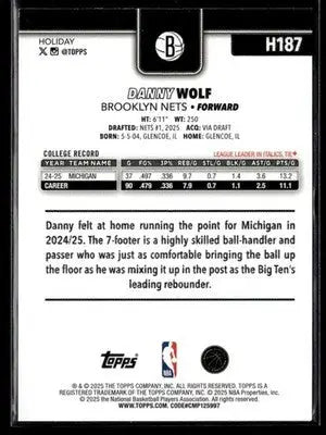 2025-26 Topps Holiday #H187 Danny Wolf - Basketball Card Single