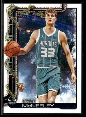 2025-26 Topps Holiday #H189 Liam McNeeley Base RC Charlotte Hornets - Basketball Card Single