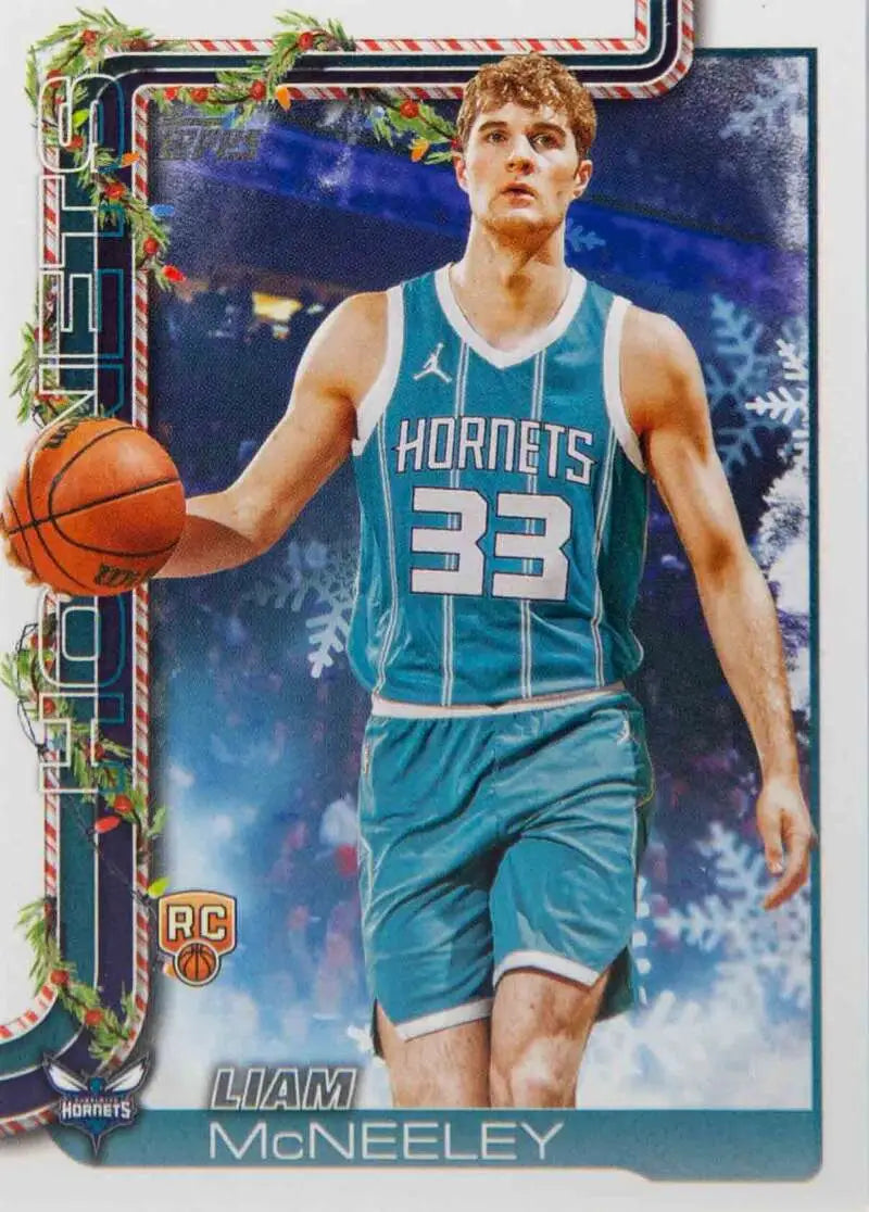 2025-26 Topps Holiday #H189 Liam McNeeley NM-MT RC Rookie Hornets ID:81014 - Basketball Card Single