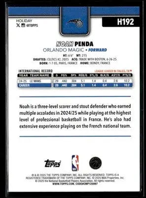 2025-26 Topps Holiday #H192 Noah Penda - Basketball Card Single