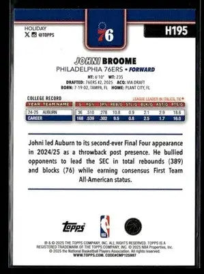 2025-26 Topps Holiday #H195 Johni Broome - Basketball Card Single