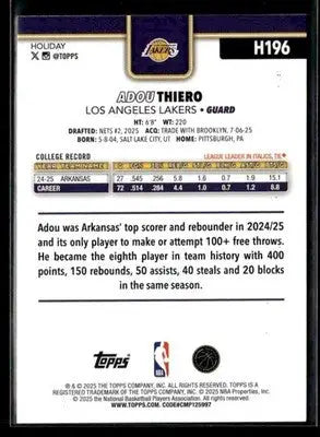 2025-26 Topps Holiday #H196 Adou Thiero - Basketball Card Single