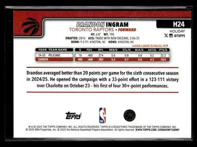 2025-26 Topps Holiday #H24 Brandon Ingram - Basketball Card Single