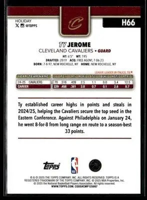 2025-26 Topps Holiday #H66 Ty Jerome Base Cleveland Cavaliers - Basketball Card Single