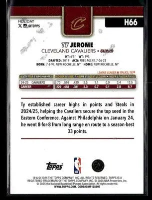 2025-26 Topps Holiday #H66 Ty Jerome Glitter Holiday Cleveland Cavaliers - Basketball Card Single