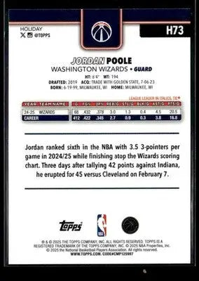 2025-26 Topps Holiday #H73 Jordan Poole - Basketball Card Single