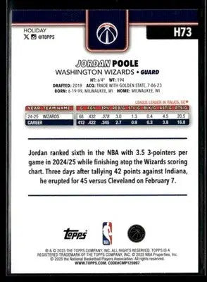 2025-26 Topps Holiday #H73 Jordan Poole - Basketball Card Single