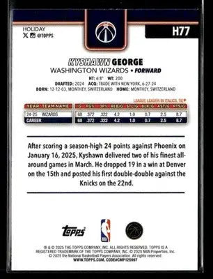 2025-26 Topps Holiday #H77 Kyshawn George - Basketball Card Single