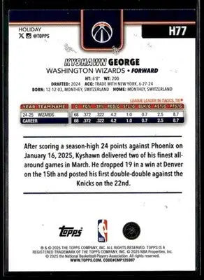 2025-26 Topps Holiday #H77 Kyshawn George - Basketball Card Single