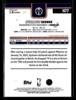 2025-26 Topps Holiday #H77 Kyshawn George Glitter Holiday - Basketball Card Single