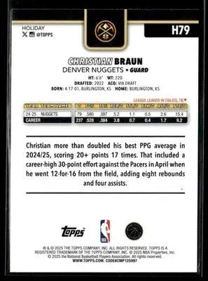 2025-26 Topps Holiday #H79 Christian Braun - Basketball Card Single