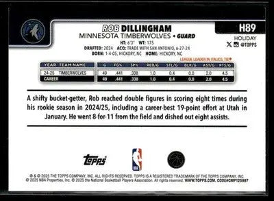 2025-26 Topps Holiday #H89 Rob Dillingham - Basketball Card Single