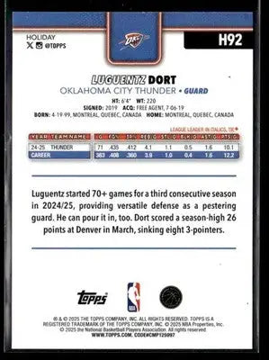 2025-26 Topps Holiday #H92 Luguentz Dort - Basketball Card Single