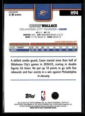 2025-26 Topps Holiday #H94 Cason Wallace - Basketball Card Single
