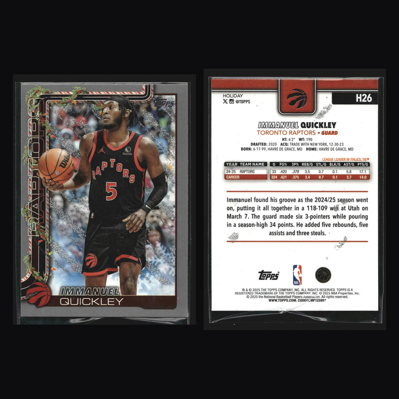 2025-26 Topps Holiday Immanuel Quickley #H26 Glitter Toronto Raptors - Basketball Card Single