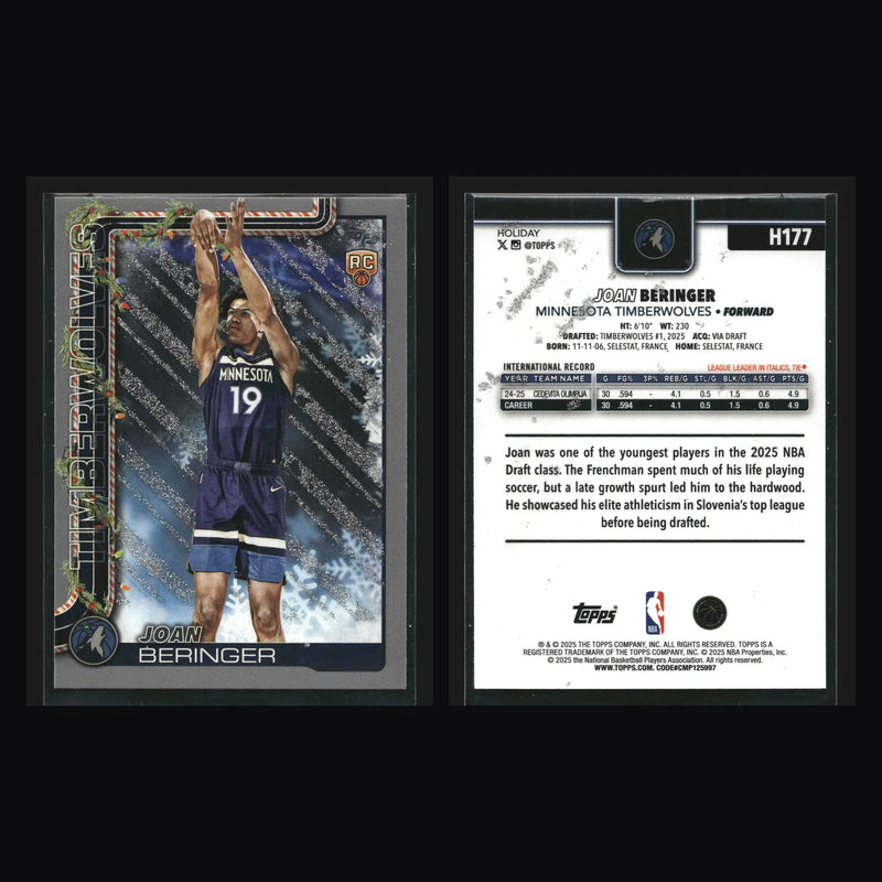 2025-26 Topps Holiday Joan Beringer #H177 Glitter Parallel RC Wolves - Basketball Card Single