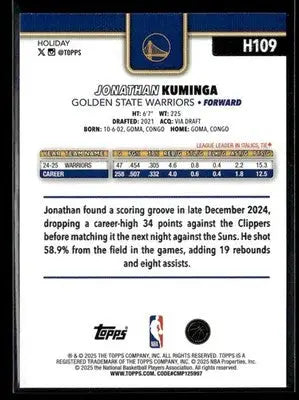 2025-26 Topps Holiday Jonathan Kuminga #H109 Golden State Warriors - Basketball Card Single