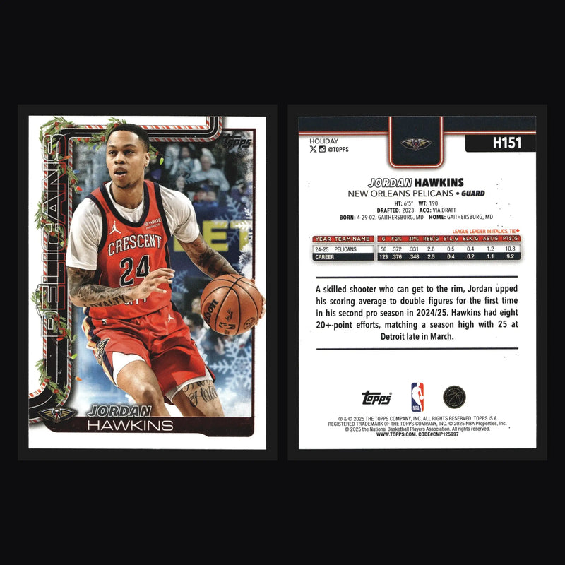 2025-26 Topps Holiday Jordan Hawkins #H151 New Orleans Pelicans