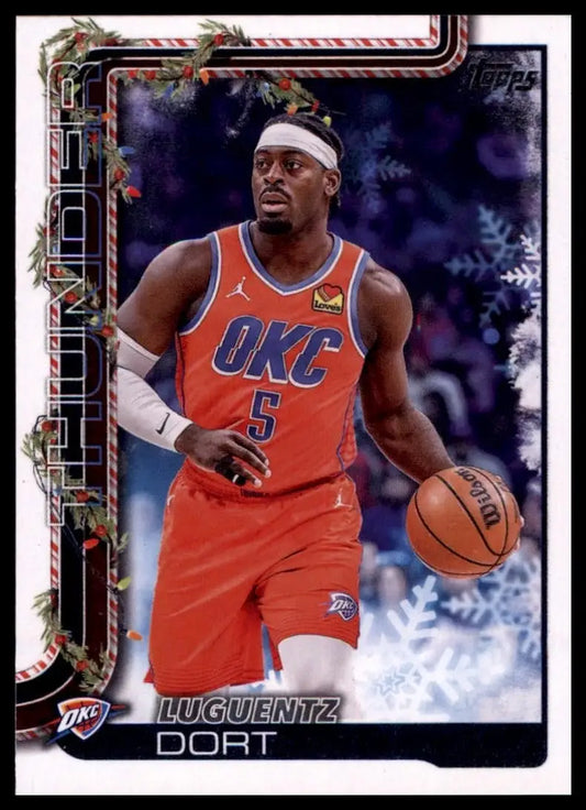 2025-26 Topps Holiday Luguentz Dort #H92 Oklahoma City Thunder Basketball Card