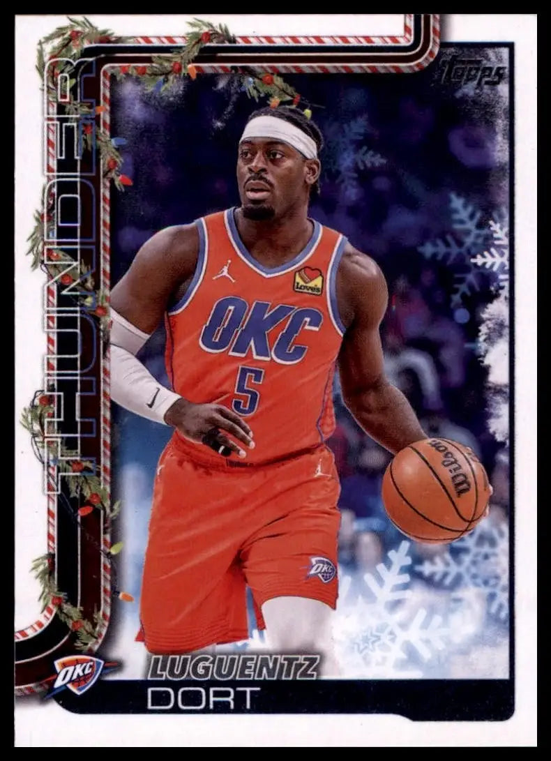 2025-26 Topps Holiday Luguentz Dort #H92 Oklahoma City Thunder Basketball Card - Basketball Card Single