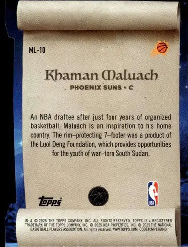 2025-26 Topps Holiday Making the Nice List #ML-10 Khaman Maluach NM-MT ID:79900 - Basketball Card Single