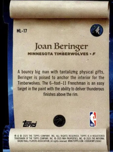 2025-26 Topps Holiday Making the Nice List #ML-17 Joan Beringer NM-MT R ID:80374 - Basketball Card Single