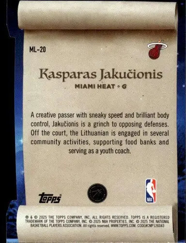 2025-26 Topps Holiday Making the Nice List #ML-20 Kasparas Jakucionis N ID:79910 - Baseball Card Single