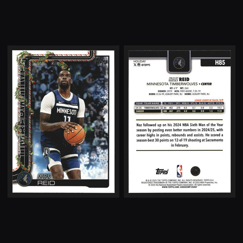 2025-26 Topps Holiday Naz Reid #H85 Minnesota Timberwolves - Basketball Card Single