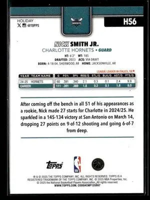 2025-26 Topps Holiday Nick Smith Jr. #H56 Charlotte Hornets - Basketball Card Single