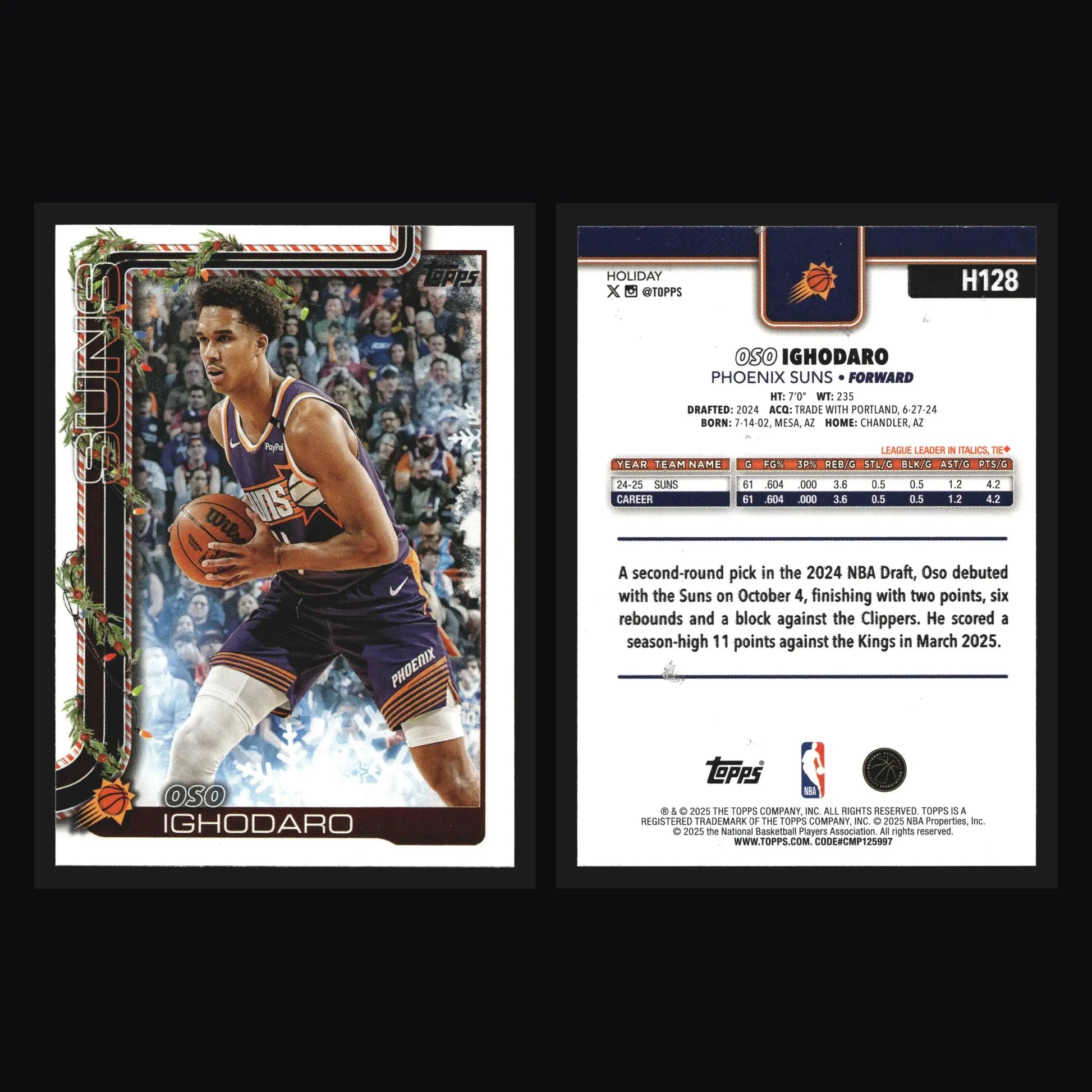 2025-26 Topps Holiday Oso Ighodaro #H128 Phoenix Suns - Basketball Card Single