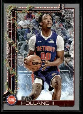 2025-26 Topps Holiday Ron Holland II #H34 Glitter Holiday Detroit Pistons - Basketball Card Single