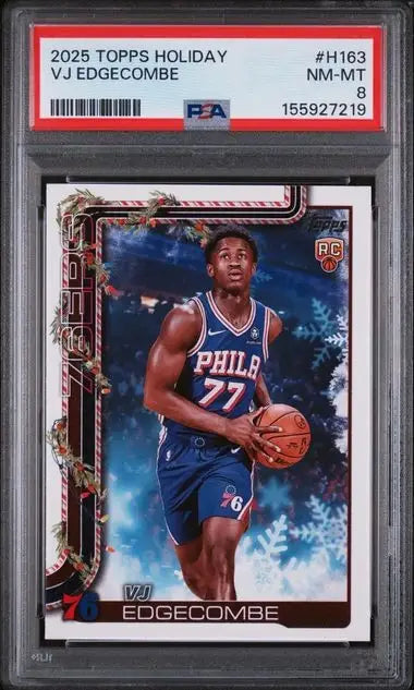 2025-26 Topps Holiday - Rookie VJ Edgecombe #H163 Philadelphia 76ers (RC) PSA 8