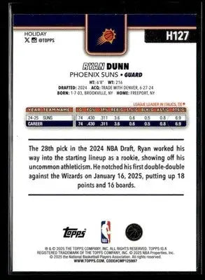 2025-26 Topps Holiday Ryan Dunn #H127 Phoenix Suns - Basketball Card Single