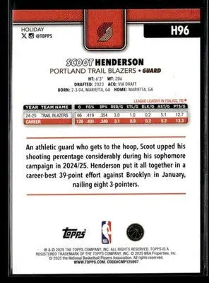 2025-26 Topps Holiday Scoot Henderson #H96 Portland Trail Blazers