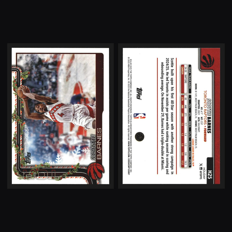 2025-26 Topps Holiday Scottie Barnes #H25 Toronto Raptors
