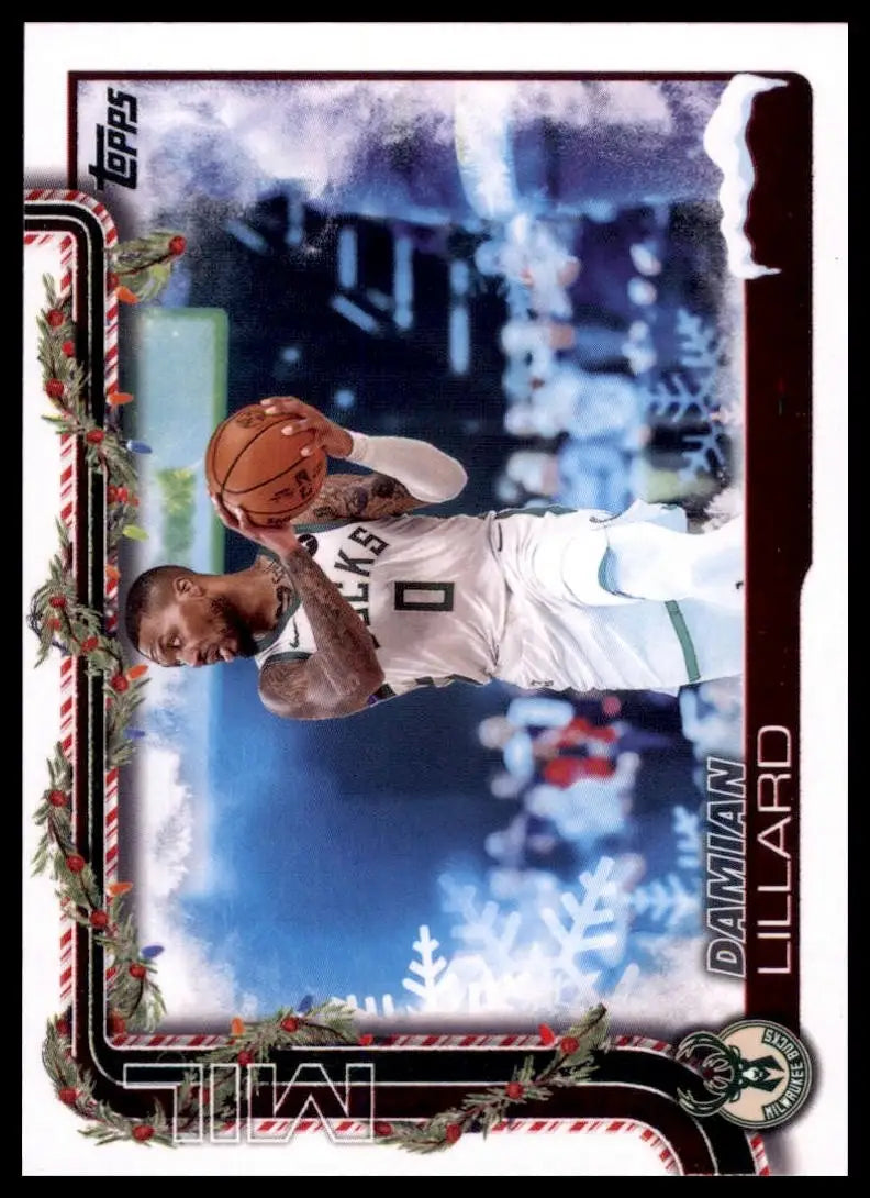 2025-26 Topps Holiday SSP Photo Variation Damian Lillard #SSV-LBJ MIL Bucks Card - Basketball Card Single