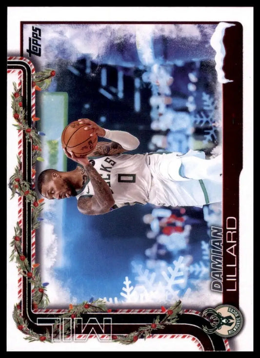 2025-26 Topps Holiday SSP Photo Variation Damian Lillard #SSV-LBJ MIL Bucks Card - Basketball Card Single