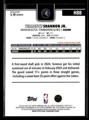 2025-26 Topps Holiday Terrence Shannon Jr. #H88 Minnesota Timberwolves
