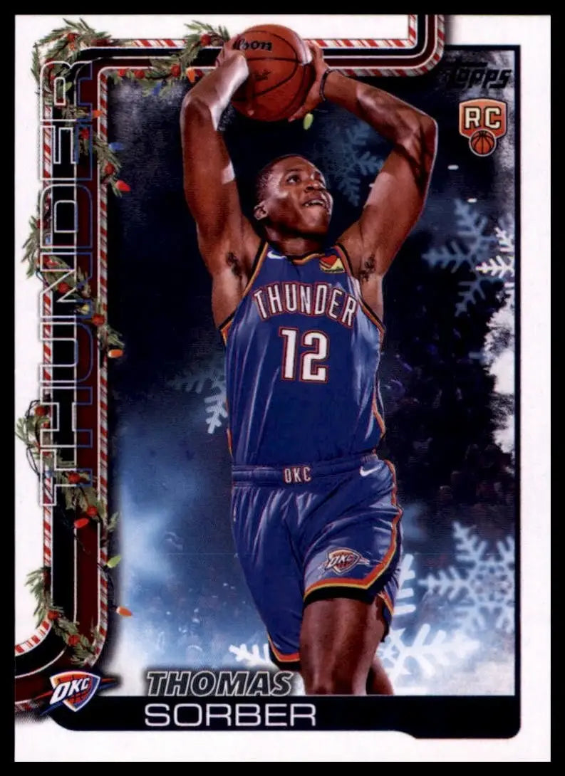 2025-26 Topps Holiday Thomas Sorber Rookie #H175 Oklahoma City Thunder Card NBA - Basketball Card Single