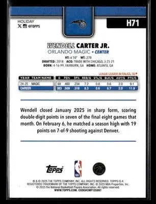 2025-26 Topps Holiday Wendell Carter Jr. #H71 Orlando Magic - Basketball Card Single