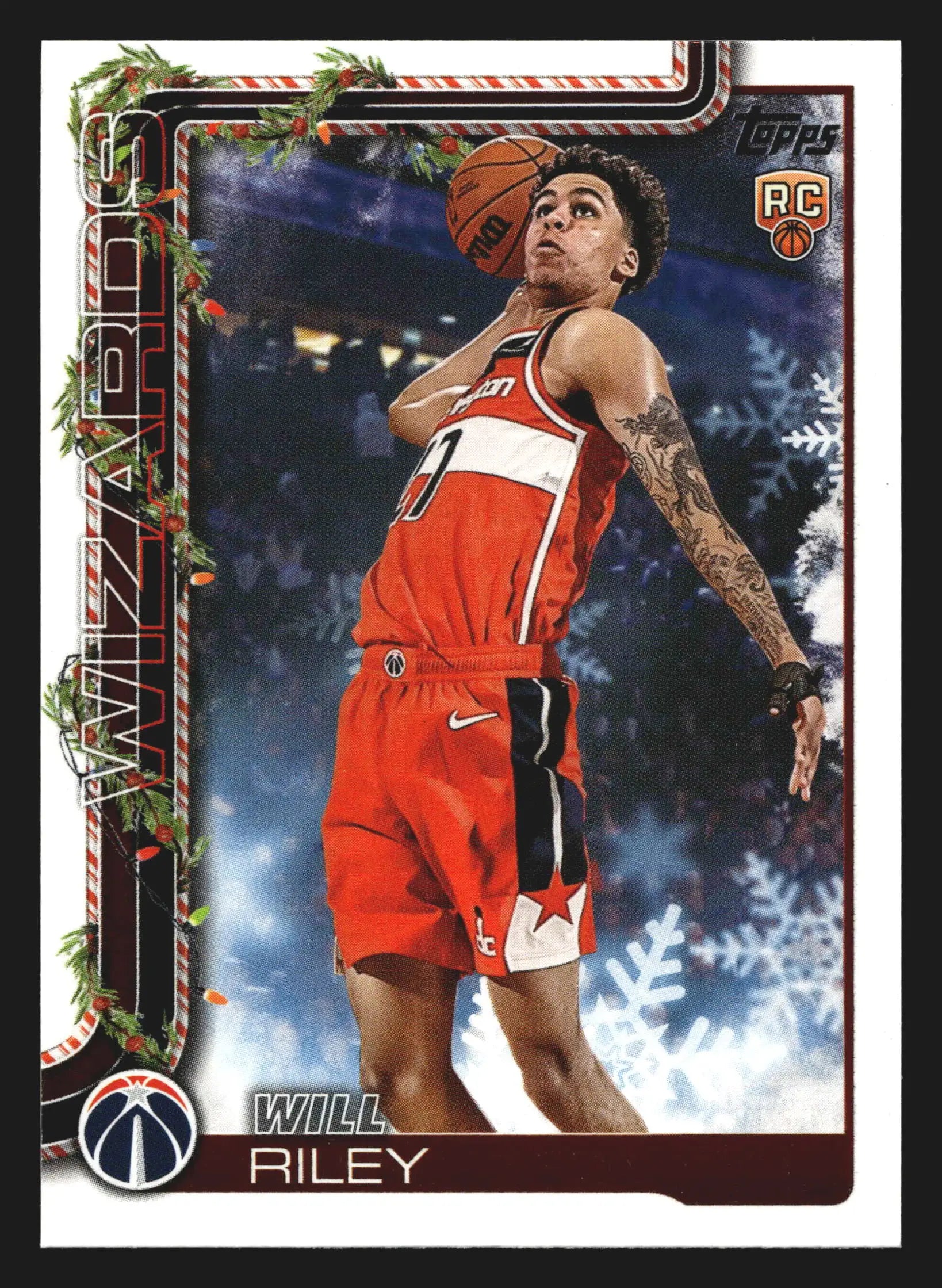2025-26 Topps Holiday Will Riley #H181 RC Wizards - Basketball Card Single