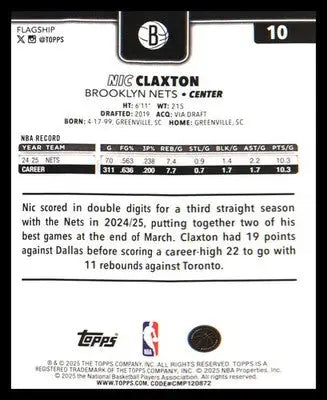 2025-26 Topps Holo Foil #10 Nic Claxton