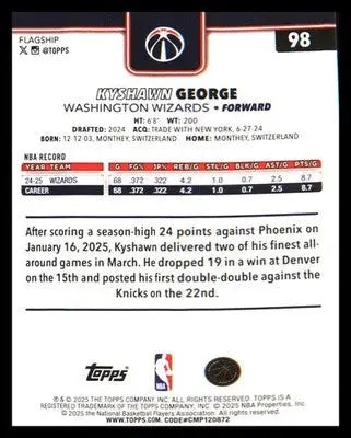 2025-26 Topps Holo Foil #98 Kyshawn George - Basketball Card Single