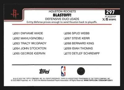 2025-26 Topps Houston Rockets Blastoff! #297 Team Card Defensive Duo Leads - Basketball Card Single